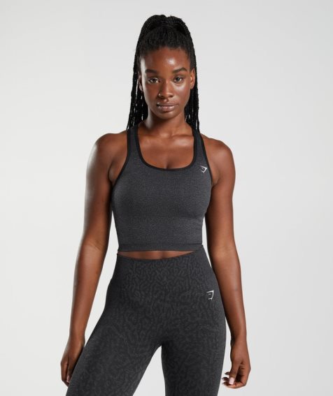 Women's Gymshark Adapt Animal Seamless Crop Tanks Black | CA 7D310N